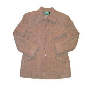 Lauren Ralph Lauren Women's Wool Zippered Tweed Blazer Jacket Size 6 Small Lined